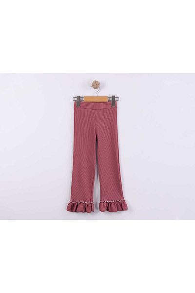 ayzen store Ribbed Wide Cut Leg Ruffle Girl's Trousers