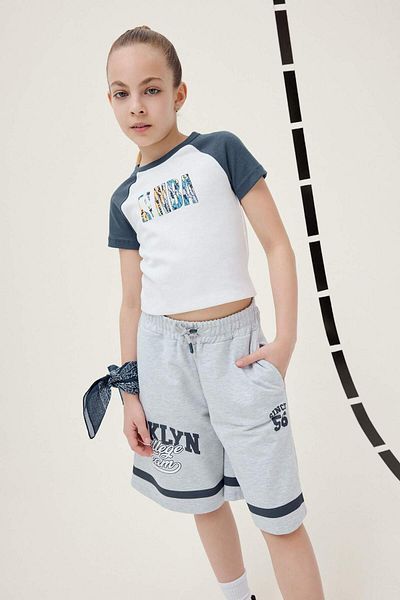 DeFacto Girls Nba Wordmark Fitted Crew Neck Rib Short Sleeve T-Shirt E7629A825Hs
