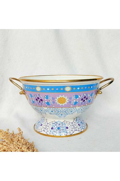 EBRULİEMAYE Lila Authentic Enamel Strainer Colander Medium Size Pasta Strainer