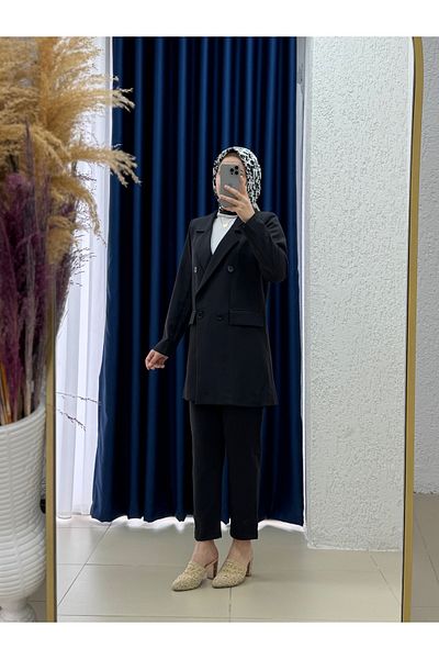 MİHRA STORE Sorora Unlined Jacket Double Suit-El1208 Black