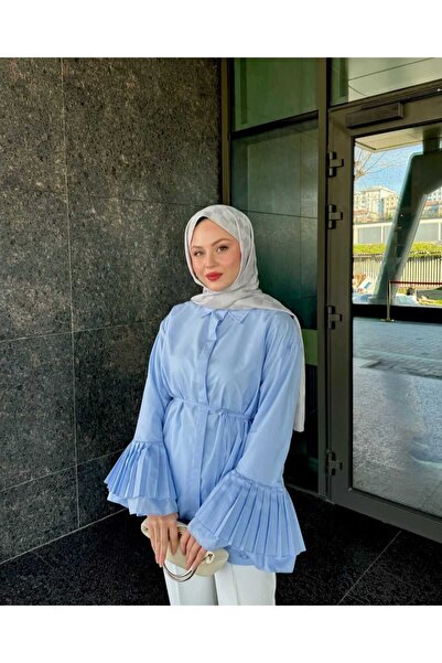 by nursel çiçek Жіноча модна сорочка з плісированою попліновою рукавами