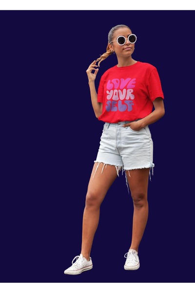 Butik bumbac 100% BĂRBAȚI/FEMEI -LOVE YOUR SELF2- TRIOC CU Mânecă scurtă, cu ...