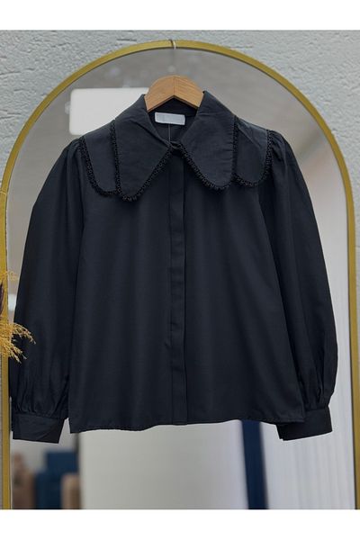 MİHRA STORE Grisons Bebe Collar Short Shirt-Çi̇470 Black