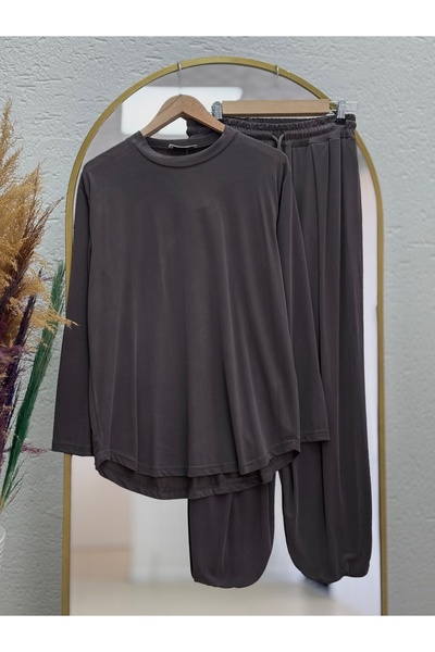 MİHRA STORE Παντελόνι Zerrin Πλισέ κοστούμι με λέιζερ-NL219-Z Καφέ