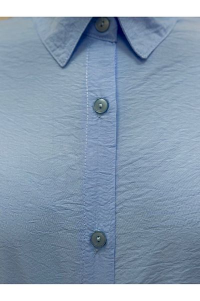 MİHRA STORE Sorique Front Short Back Long Straight Strawberry Shirt-Zi̇2137 Blue