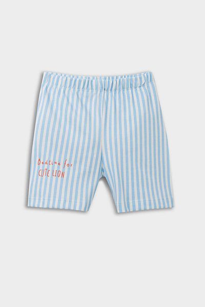 DeFacto Set pijamale pentru bebeluși băieți, cu imprimeu de leu, cu mâneci scurte, din bumbac pieptănat, pantaloni scurți cu talie elastică E1191A525HS