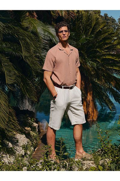 LC Waikiki Ανδρικό πουκάμισο Dobby με κοντό μανίκι με κανονική εφαρμογή