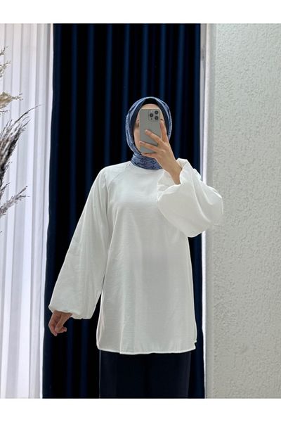 MİHRA STORE Zenita Raglan Sleeve Tunic-Bn4175 White