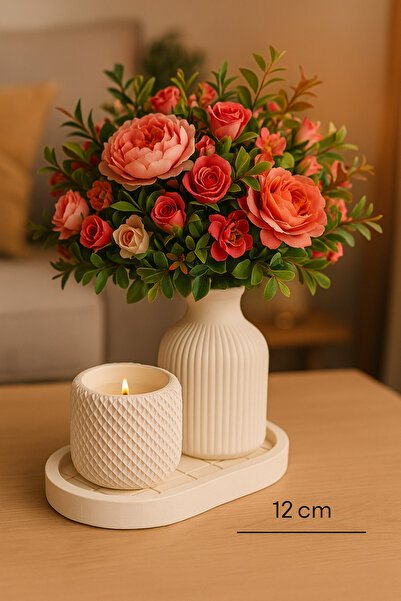 aymumi home Dekoratif Seramik Vazo & Mumluk Seti – Masaüstü Süs ve Hediye