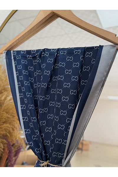 MİHRA STORE Rosalia Brand Voile Shawl Navy Blue
