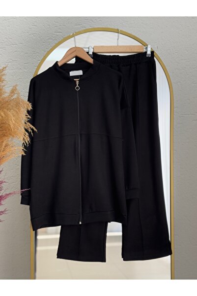 MİHRA STORE Özge Σετ παντελόνι με φερμουάρ-NA3344 Μαύρο