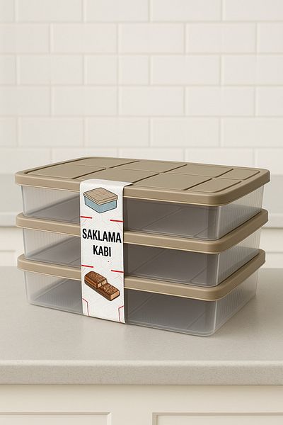 DolphFin Set of 3 Storage Containers with Lids – Large Volume, Refrigerator and Food Compatible