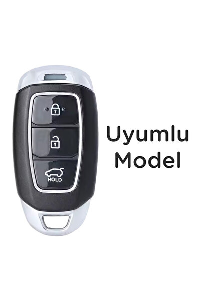 Mavi Keys Husă din silicon cu 3 butoane compatibilă cu Smart pentru Hyundai Kona Elantra i10, i20 Santa Fe 2019 și mai sus, culoare neagră