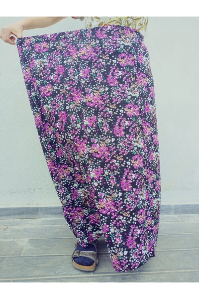 hoaryage Ελαστική μέση, ζωηρόχρωμη μοτίβο βισκόζης ύφασμα μάξι φούστα, φούστα προσευχής μεγέθους 36-48