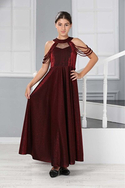 Genel Markalar Kız Çocuk Özel Gün Şık Abiye Elbise Tül Yıldız İşleme Düşük As...