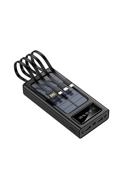 Generic Power Bank 30000mah With 4 Built-in Cables, 22.5w Fast Charging, Led Display – Black