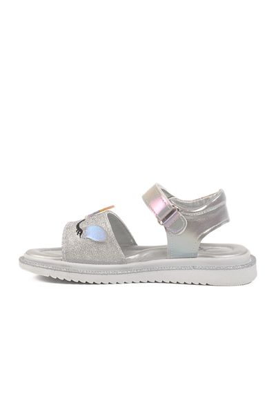 Arzen Silver Glitter Girl's Flat Sandals