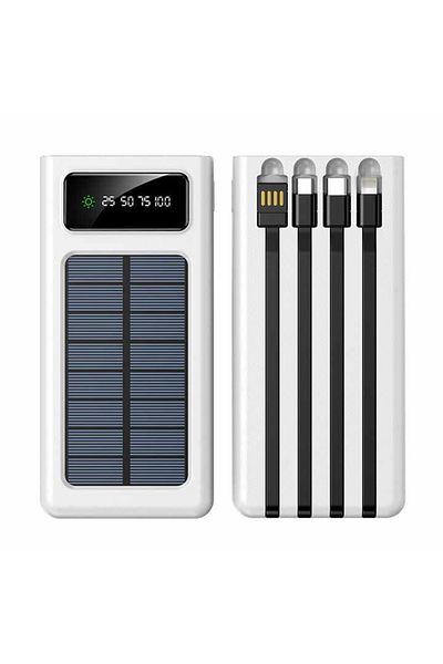 Generic Power Bank 30000mAh with 4 Cables, 22.5W Fast Charging, LED Display, Portable Charger – White