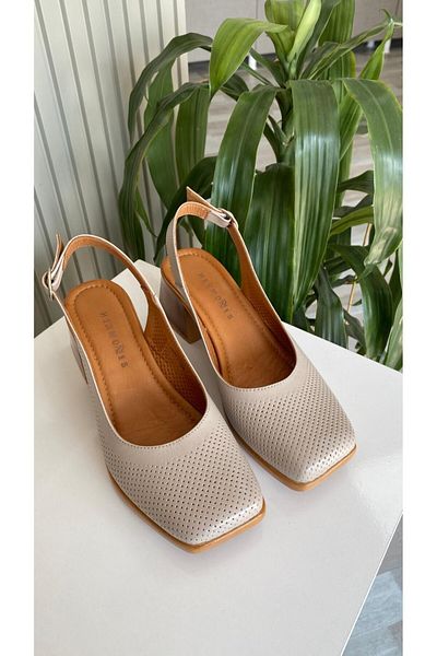 Hermones Vincent Inner-Outer Genuine Leather Blunt Toe Women's Heeled Shoes