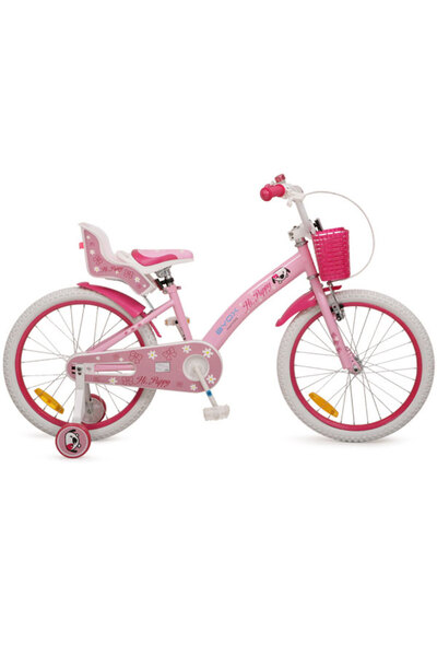 byox Bicicleta fetite Byox Puppy 20 inch Roz, varsta 6-9 ani, roti ajutatoare si accesorii incluse