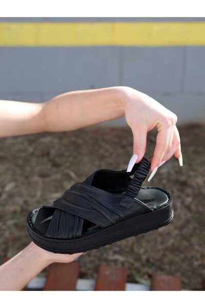 Mammamia 2585-Lx Genuine Leather Cross Strap Flat Sole Orthopedic Women's Sandals