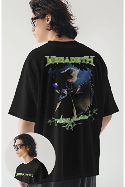 Fuddy Moda Unisex Megadeth Back Printed T-Shirt, Oversize Rock Band Themed T-...