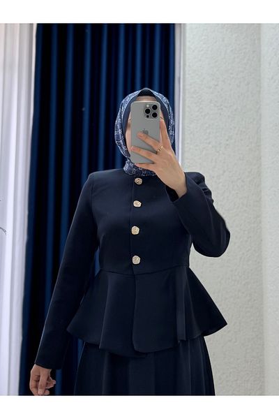 MİHRA STORE Sanyla Flounce Skirt Suit-Nn2989 Navy Blue