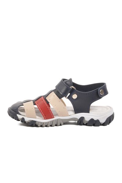 Aspor Navy Blue Red Velcro Boys Sandals