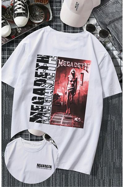 Fuddy Moda Unisex Megadeth Album Illustrated Back Printed T-shirt, Μπλουζάκι με θέμα την υπερμεγέθη ροκ μπάντα