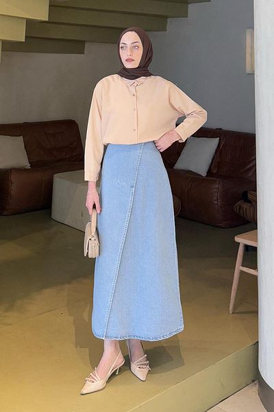 lamelif Απλό Πουκάμισο Hijab Milky Brown