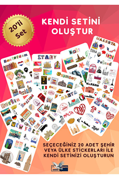 ANSHA CRAFTS Kendi 20'li Sticker Setininizi Oluşturun!- Bullet Journal - Ajan...