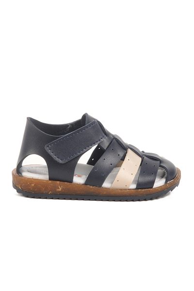 Aspor Navy Blue Beige Velcro Boys Sandals Shoes