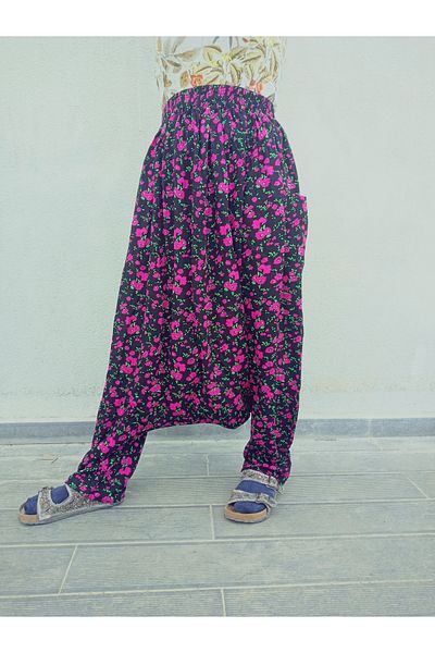 hoaryage Adana Shalwar Viscose Press Fabric, Authentic Floral Patterned Shalwar with Pockets 100% Cotton