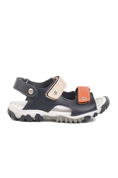 Aspor Navy Blue Orange Velcro Boys Sandals