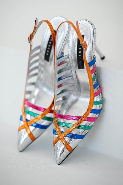 Parponi Jenna Pantofi de seară din piele cu toc multicolor argintiu