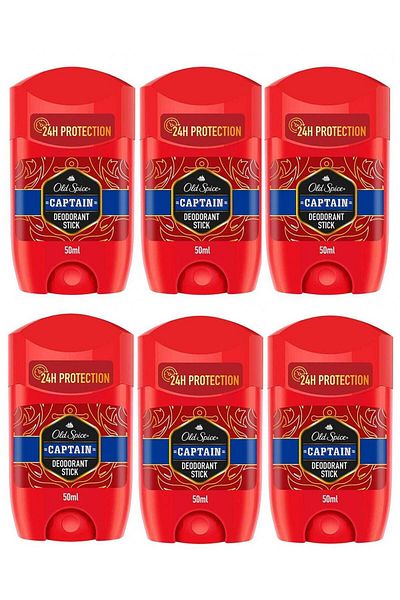 Old Spice Captain Deodorant Stick 50ml (Pack of 6)