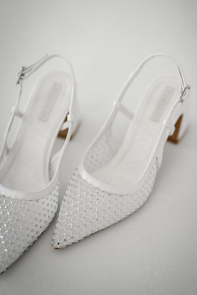 Parponi Yohan Women's Mesh Heeled Leather Bridal Shoes