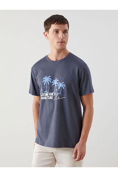 LC Waikiki Crew Neck Short Sleeve Printed Combed Cotton Men's T-Shirt