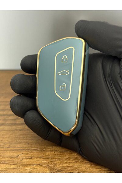 Mavi Keys Husă de protecție pentru chei din silicon cu 3 butoane compatibilă cu Volkswagen Golf 8 – Nano – Culoare gri