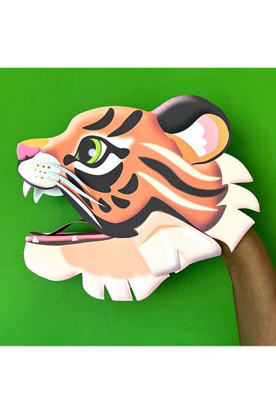 Probest DESIGN Tiger Hand Puppet, Mentossori Cut Paste Art Puppet Hand Skill
