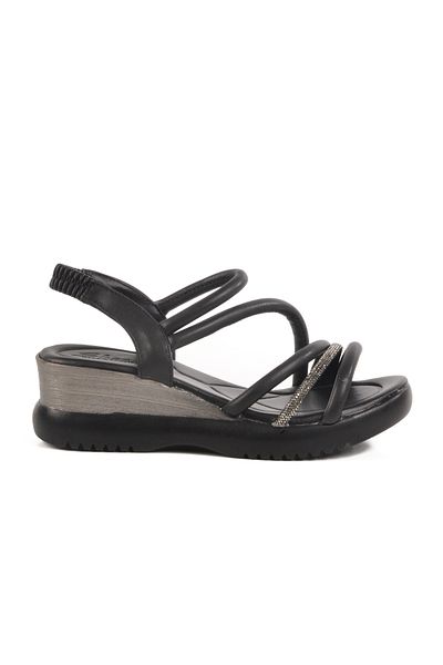 Aspor Black Women's Wedge Heel Sandals