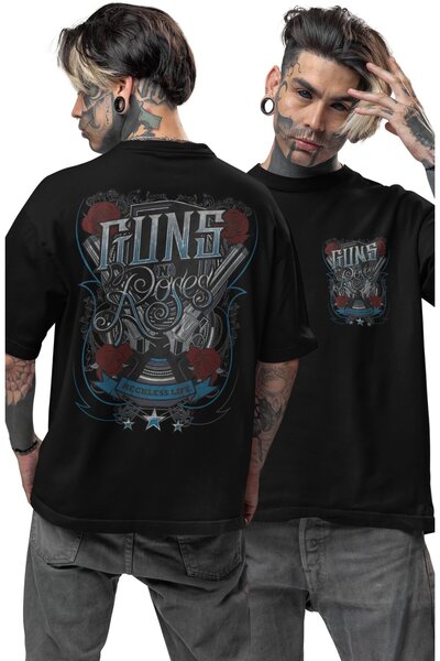 Fuddy Moda Tricou unisex cu imprimeu pe spate Reckless Life, tricou oversize ...