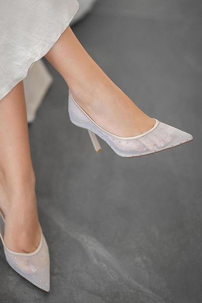 Parponi Pantofi de seară din satin cu toc Zoe Bej