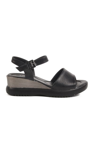 Aspor Black Women's Wedge Heel Sandals