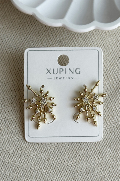 Modacaprea Xuping 14K Yıldızlı Taşlı İğneli Kadın Küpe – Kararmaz | Kadın Takı Xuping Küpe