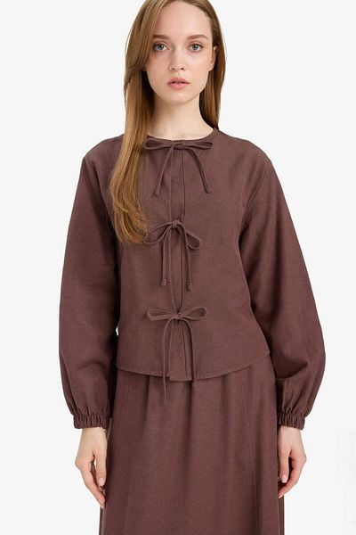 DeFacto Relax Fit Μπροστινή Μακρυμάνικη Μπλούζα Hijab E5352AX25SP