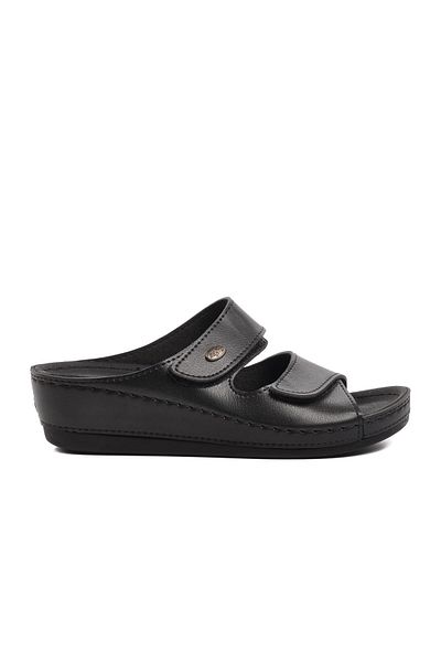 Aspor Black Anatomical Women's Wedge Heel Slippers