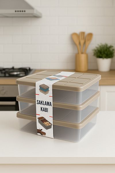 DolphFin Set of 3 Storage Containers with Lids – Large Volume, Refrigerator and Food Compatible