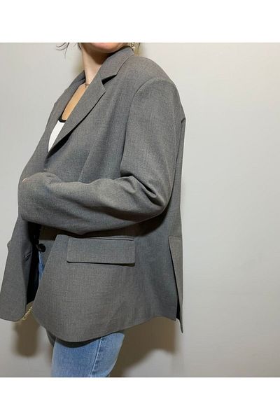 BEYBACO Oversize Cut Double Slit Lined Blazer Jacket - Blazer Jacket - Oversize Jacket