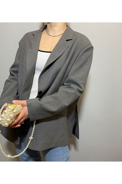 BEYBACO Oversize Cut Double Slit Lined Blazer Jacket - Blazer Jacket - Oversize Jacket